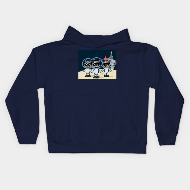 Raccoons on the Moon Kids Hoodie by blueplanetsix